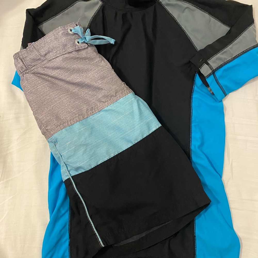 Boys bathing suit rashguard duo